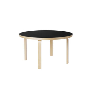 Aalto Children's Table Round 90A table Artek Top Black Linoleum | Legs and Edge Band Natural Lacquered + $140.00 