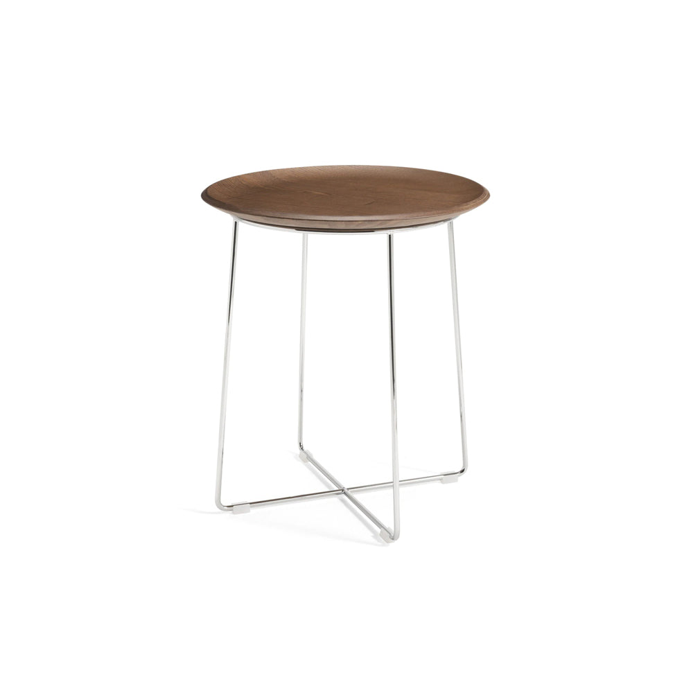 Al Wood Side Table side/end table Kartell Dark Veneer Wood Top & Chrome Frame