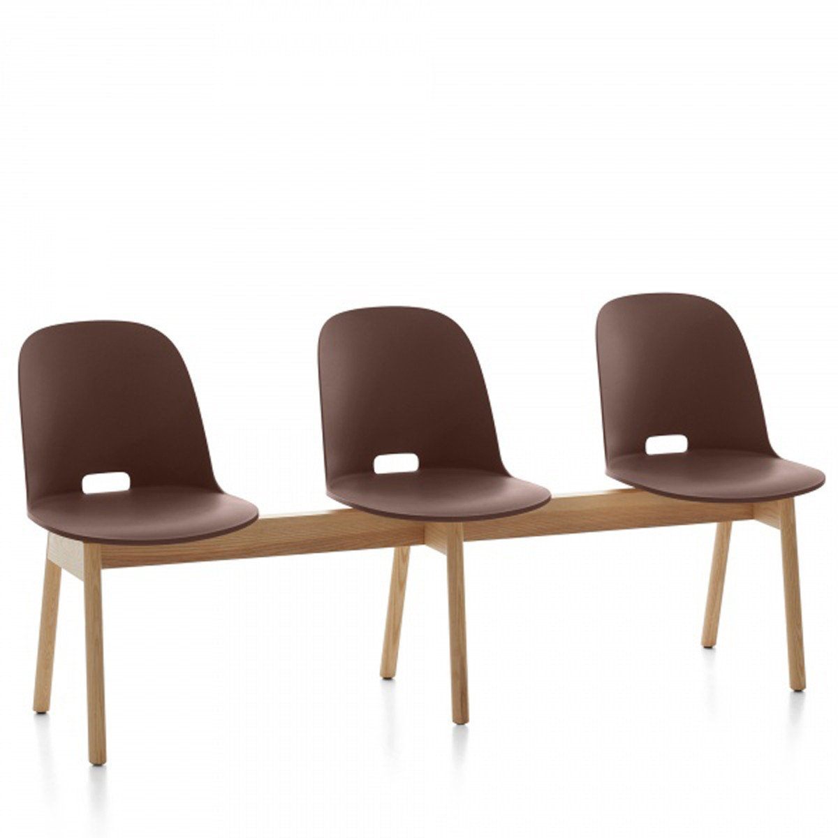 Alfi 3-Seat High Back Bench Benches Emeco Dark Brown Ash