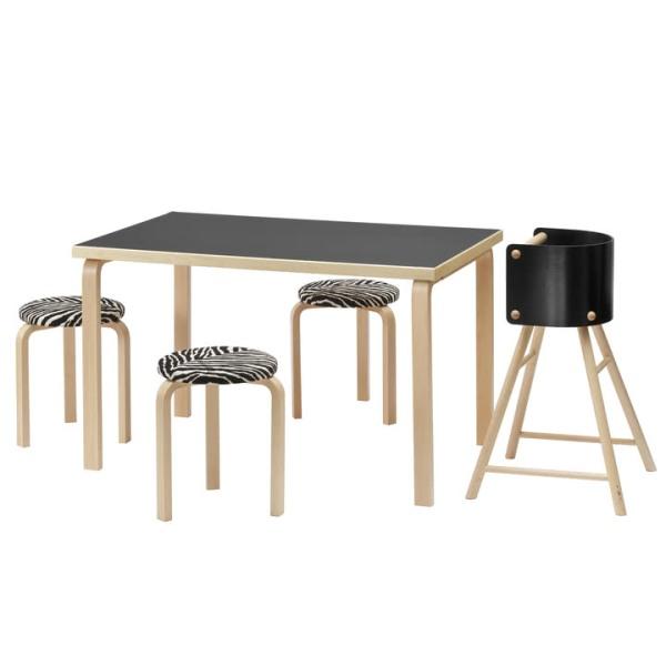 AALTO Table Rectangular 81A Tables Artek Top Black Linoleum | Legs and Edge Band Natural Lacquered + $245.00