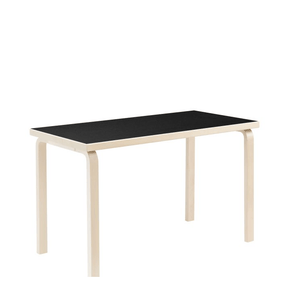AALTO Table Rectangular 86 Tables Artek Top Black Linoleum | Legs and Edge Band Natural Lacquered 
