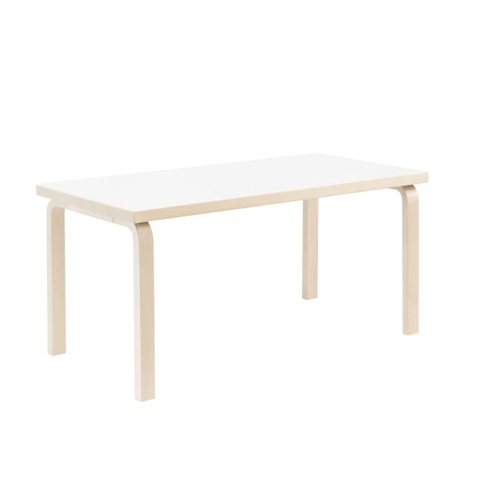 Aalto Children's Table Rectangular 80A table Artek Top IKI White HPL | Legs and Edge Band Natural Lacquered