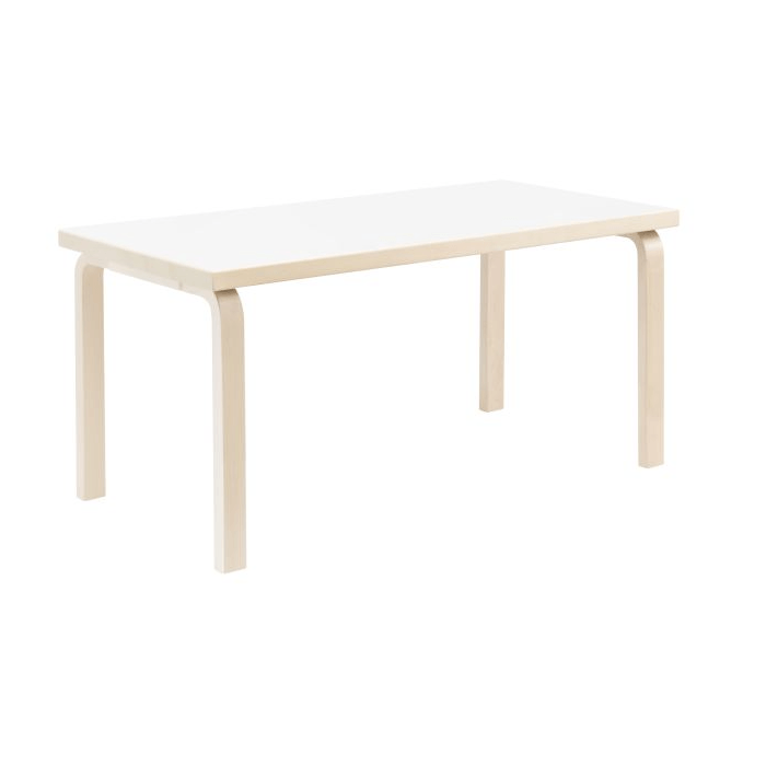 Aalto Children's Table Rectangular 81A table Artek Top IKI White HPL | Legs and Edge Band Natural Lacquered