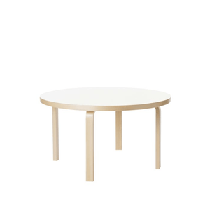 Aalto Children's Table Round 90A table Artek Top IKI White HPL | Legs and Edge Band Natural Lacquered 