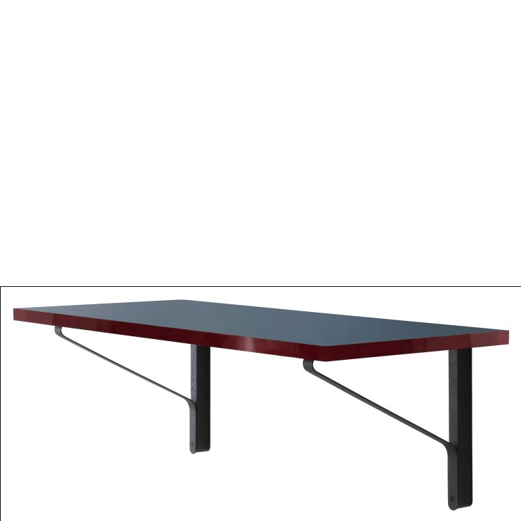 Kaari Wall Console Shelf Artek Blue linoleum, edge red high gloss Oak black lacquered