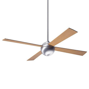 Ball Ceiling Fan 42 Inches Blade Span Ceiling Fans Modern Fan Co Brushed Aluminum Maple Fan Speed Only Without Light