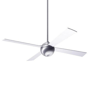 Ball Ceiling Fan 52 Inches Blade Span Ceiling Fans Modern Fan Co Brushed Aluminum White Fan Speed Only Without Light
