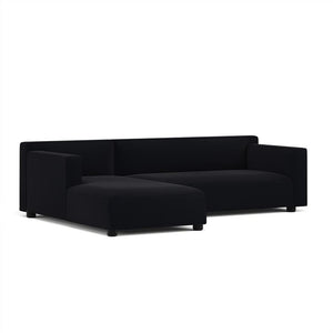Barber & Osgerby Asymmetric Sofa with Chaise Sofa Knoll Right Black Lacquer Hourglass - Caviar