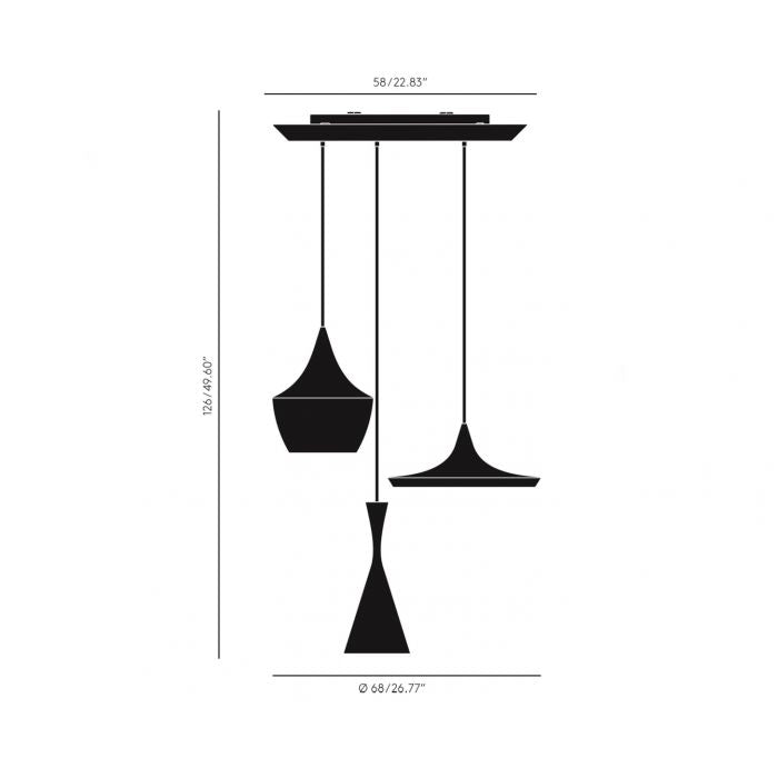 Beat Led Trio Round Pendant System hanging lamps Tom Dixon