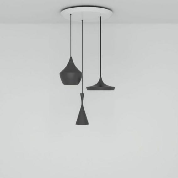 Beat Led Trio Round Pendant System hanging lamps Tom Dixon Black