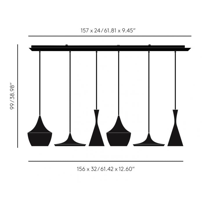 Beat LED Range Linear Pendant System hanging lamps Tom Dixon