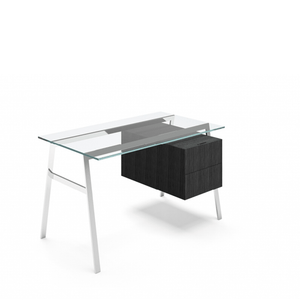 Homework 1 - Glass Top Desk's Bensen Double Drawer Right Chrome Black Oak