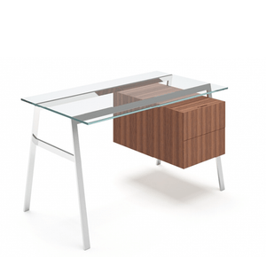 Homework 1 - Glass Top Desk's Bensen Double Drawer Right Chrome Walnut
