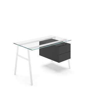 Homework 1 - Glass Top Desk's Bensen Double Drawer Right Hi-Gloss White Charcoal Hi-Gloss Lacquer