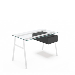Homework 1 - Glass Top Desk's Bensen Single Drawer Right Hi-Gloss White Charcoal Hi-Gloss Lacquer