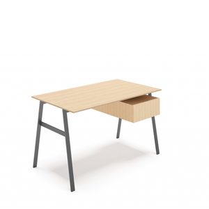Homework 1 - Wood Top Desk's Bensen Single Drawer Right Oak Gun Metal Grey Legs
