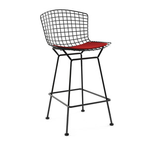 Bertoia Stool with Seat Pad bar seating Knoll Black Counter Height Red Ultrasuede
