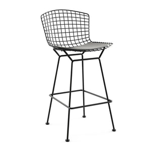 Bertoia Stool with Seat Pad bar seating Knoll Black Bar Height Silver Ultrasuede