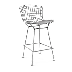 Bertoia Stool with Seat Pad bar seating Knoll Polished Chrome Counter Height Fog Vinyl