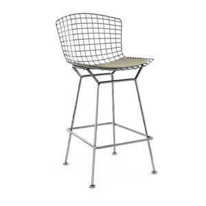 Bertoia Stool with Seat Pad bar seating Knoll Polished Chrome Counter Height Sandstone Ultrasuede