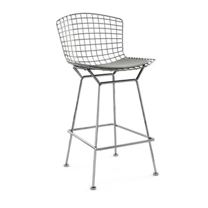 Bertoia Stool with Seat Pad bar seating Knoll Polished Chrome Counter Height Silver Ultrasuede