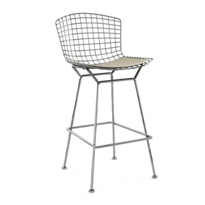 Bertoia Stool with Seat Pad bar seating Knoll Polished Chrome Bar Height Neutral Classic Boucle