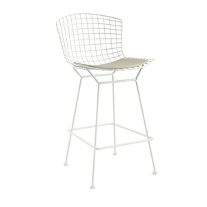 Bertoia Stool with Seat Pad bar seating Knoll White Counter Height Neutral Classic Boucle