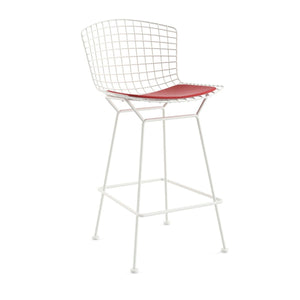 Bertoia Stool with Seat Pad bar seating Knoll White Counter Height Red Vinyl