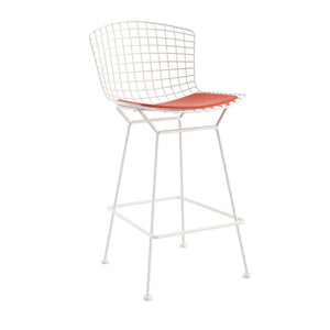 Bertoia Stool with Seat Pad bar seating Knoll White Counter Height Carrot Vinyl