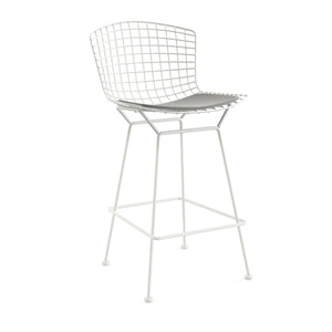 Bertoia Stool with Seat Pad bar seating Knoll White Counter Height Silver Ultrasuede