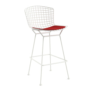 Bertoia Stool with Seat Pad bar seating Knoll White Bar Height Red Ultrasuede