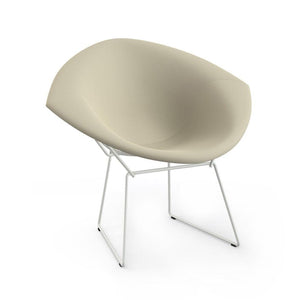 Bertoia Small Diamond Chair with Full Cover lounge chair Knoll White Ultrasuede Sandstone 