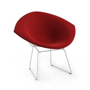 Bertoia Small Diamond Chair with Full Cover lounge chair Knoll White Ultrasuede Red 