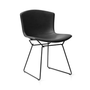Bertoia Leather Covered Side Chair Side/Dining Knoll Black Leather Black 
