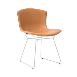 Bertoia Leather Covered Side Chair Side/Dining Knoll Natural Leather White 