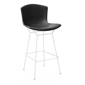 Bertoia Leather Covered Stool Stools Knoll Bar Height Black Leather White