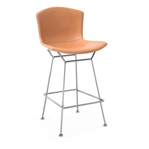 Bertoia Leather Covered Stool Stools Knoll Counter Height Natural Leather Polished Chrome