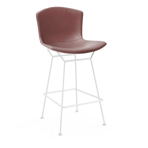Bertoia Leather Covered Stool Stools Knoll Counter Height Dark Brown Leather White