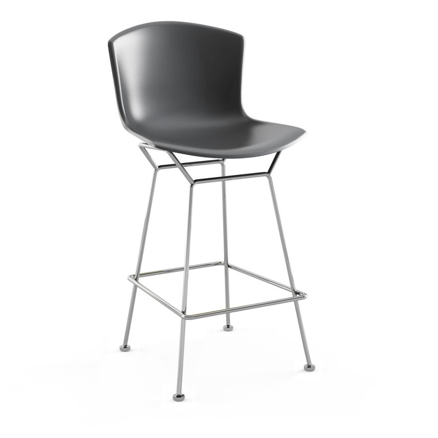 Bertoia Molded Shell Stool Stools Knoll Counter Height Medium Grey Polished Chrome