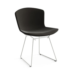 Bertoia Side Chair with Full Cover Side/Dining Knoll White Ultrasuede - Black Onyx 