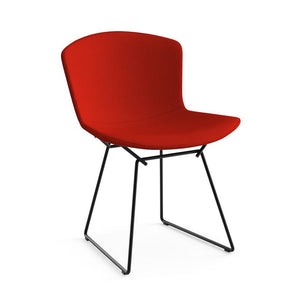 Bertoia Side Chair with Full Cover Side/Dining Knoll Black Cato - Fire Red 