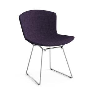 Bertoia Side Chair with Full Cover Side/Dining Knoll Polished Chrome Classic Boucle - Black Iris 