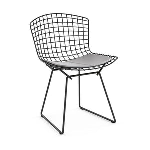 Bertoia Side Chair with Seat Pad Side/Dining Knoll Black Vinyl - Fog 