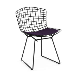 Bertoia Side Chair with Seat Pad Side/Dining Knoll Black Classic Boucle - Black Iris 
