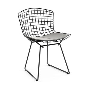 Bertoia Side Chair with Seat Pad Side/Dining Knoll Black Ultrasuede - Silver 