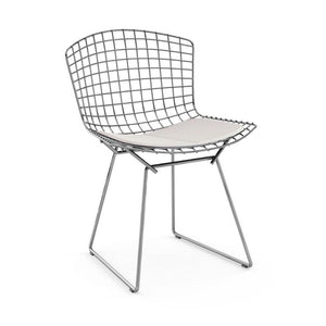 Bertoia Side Chair with Seat Pad Side/Dining Knoll Polished Chrome Delite - Stone 