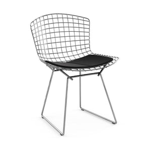 Bertoia Side Chair with Seat Pad Side/Dining Knoll Polished Chrome Ultrasuede - Black Onyx 