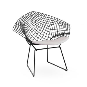 Bertoia Small Diamond Chair with Seat Pad lounge chair Knoll Black Delite - Stone 