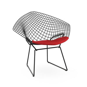 Bertoia Small Diamond Chair with Seat Pad lounge chair Knoll Black Delite - Red 
