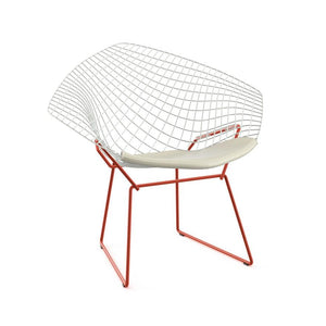 Bertoia Two-Tone Diamond Chair Side/Dining Knoll White top - Red base Vinyl - White 